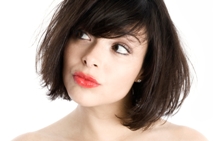 Brunette with Red Lipstick